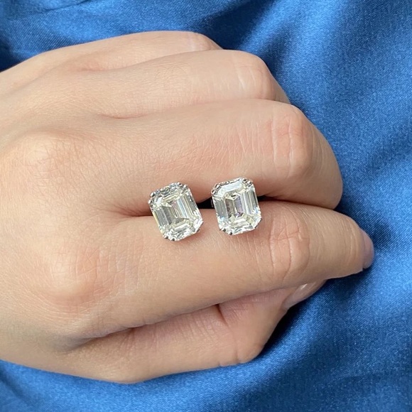 2ct Emerald Cut Studs - Picture 7 of 16